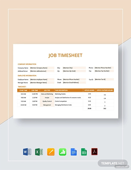 10+ Job Sheet Templates - Free Sample, Example Format Downlaod