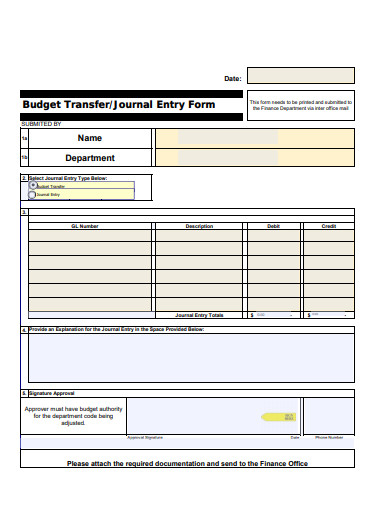 journal entry form template