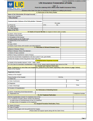 18+ Health Insurance Claim Form Templates - PDF, DOC ...