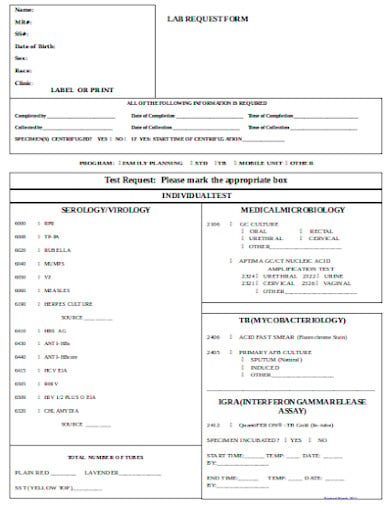 lab request form template