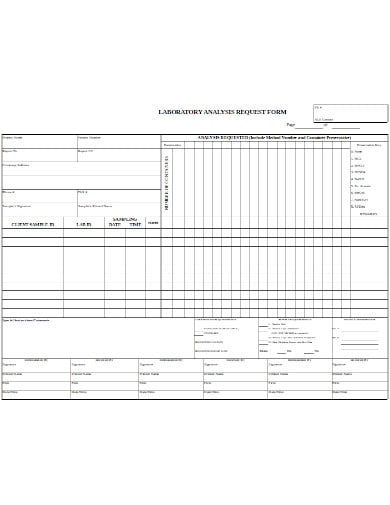 laboratory analysis request form template