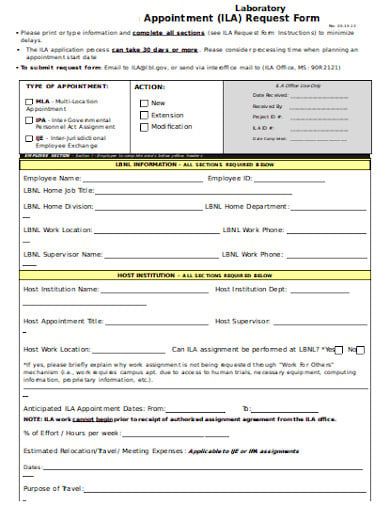 laboratory appointment request form template