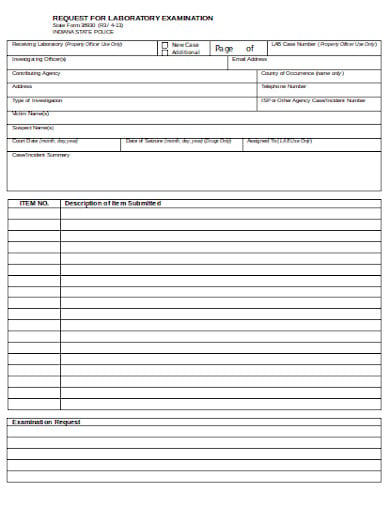 laboratory examination request form template