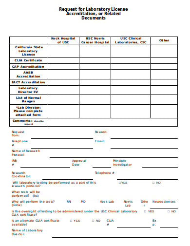 laboratory license request form template