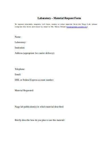 laboratory material request form template