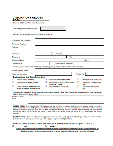 laboratory request form template