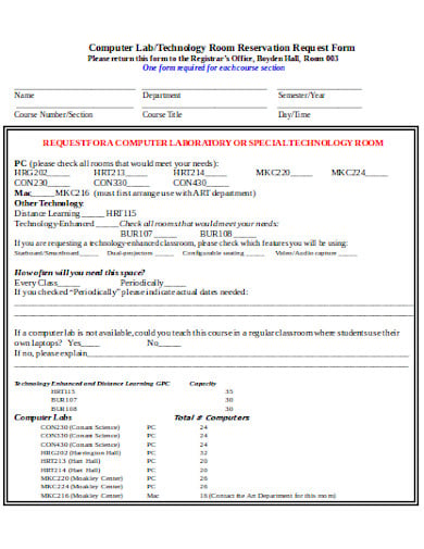 laboratory reservation request form template