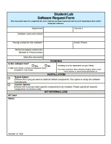 laboratory software request form template