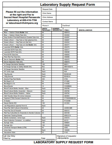 FREE 23+ Laboratory Request Form Templates in MS Word | PDF | Excel