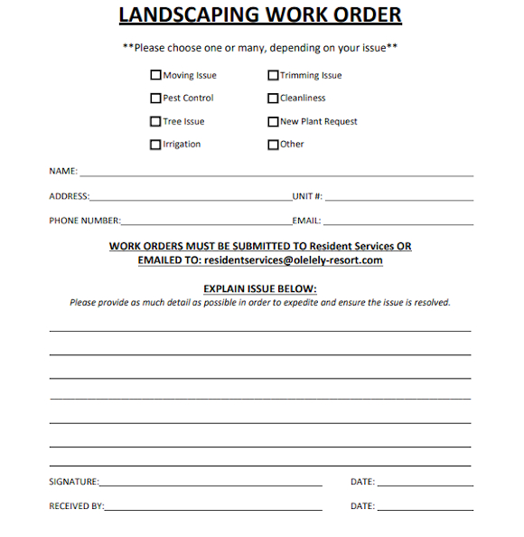 landscaping work order