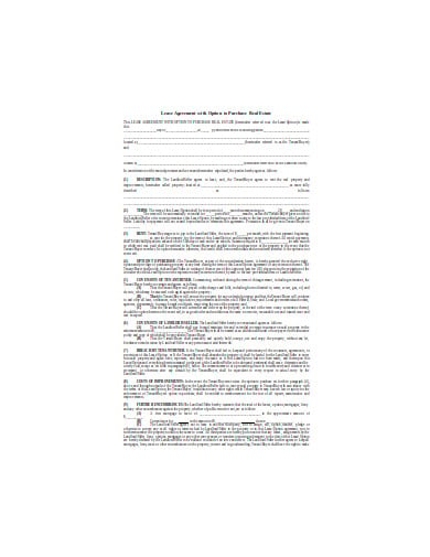 lease agreement with option to purchase real estate template