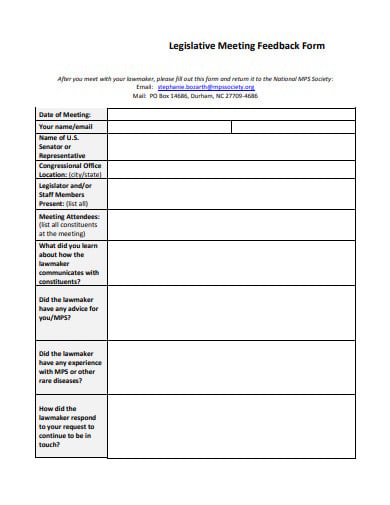 legislative meeting feedback form template