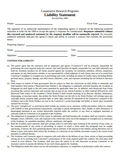 10 Liability Statement Templates In Pdf Doc 4845