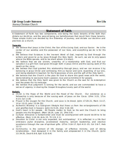 life group statement of faith template