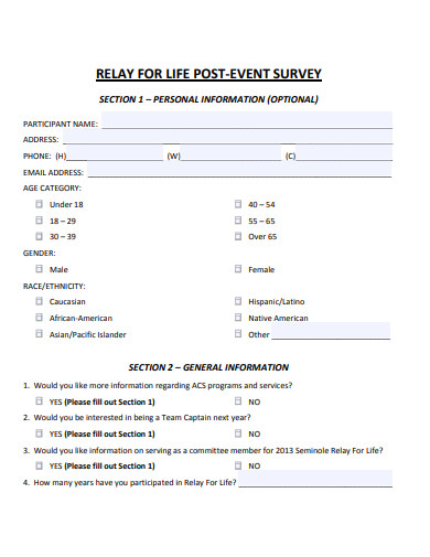 life post event survey template