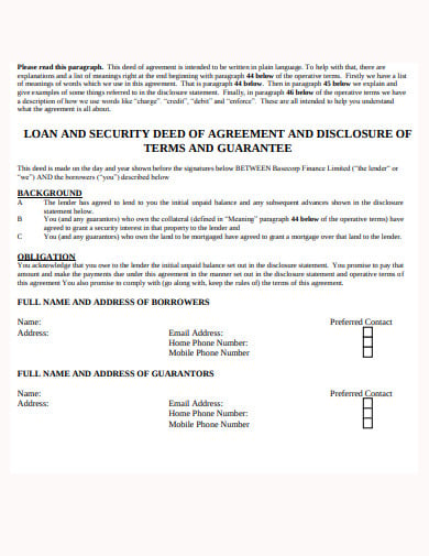 loan and security deed of agreement template