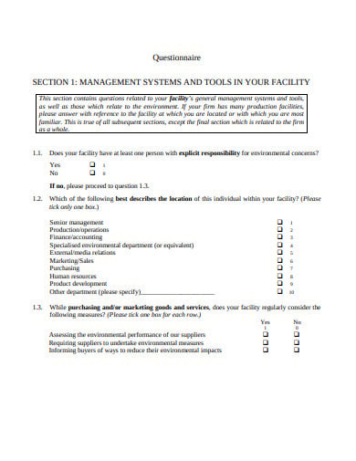 management accounting questionnaire example