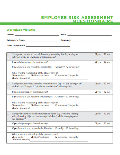 work environment research questionnaire