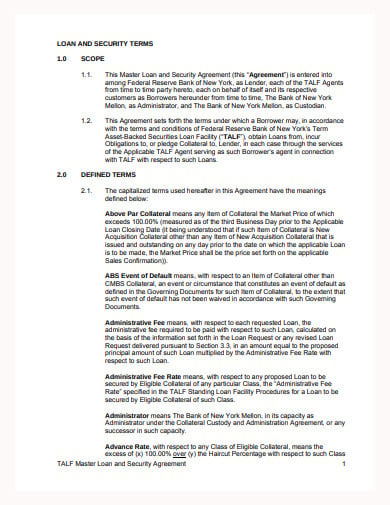 master loan and security agreement template