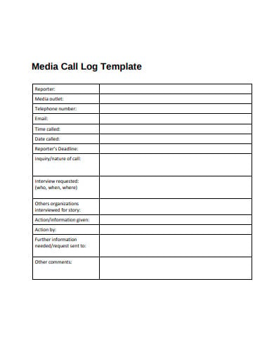 media call log template1