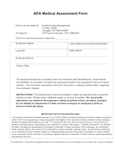 medical assessment form example in pdf