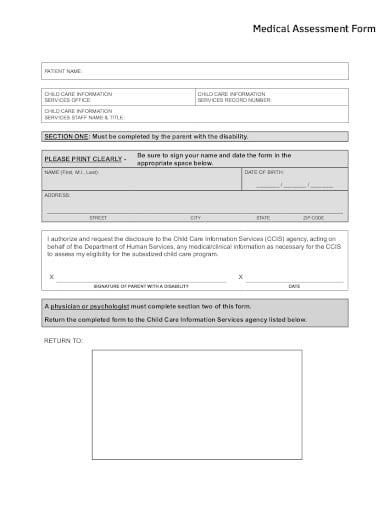 medical assessment form format