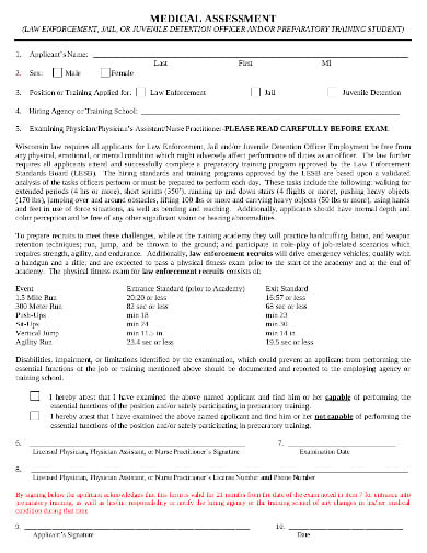 medical assessment form template