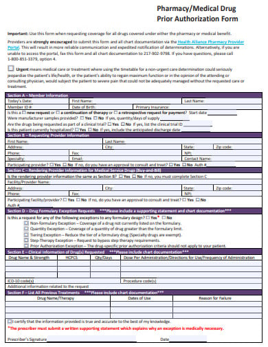medical drug prior authorization form template