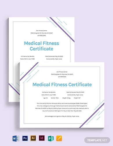 11 Medical Fitness Certificate Templates In Pdf Word Ai Indesign Pages Psd Publisher 