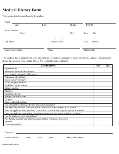 medical history form template1