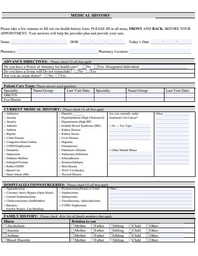 23+ Medical History Templates in PDF | DOC