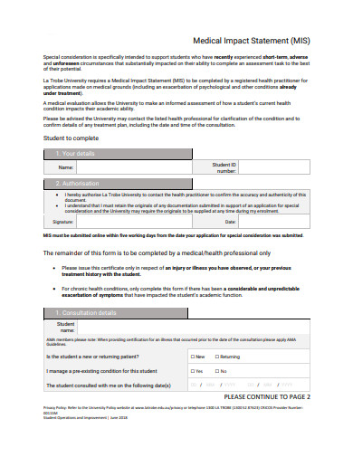 medical impact statement example