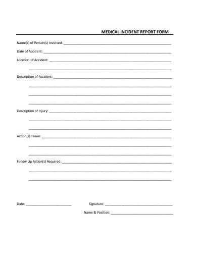 medical incident report form example