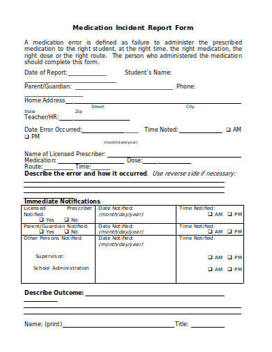 medical incident report form template