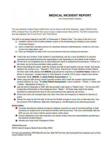 medical incident report format