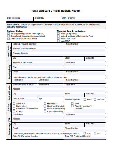 medical incident report template