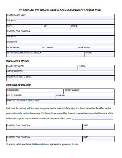 medical information and emergency consent form template