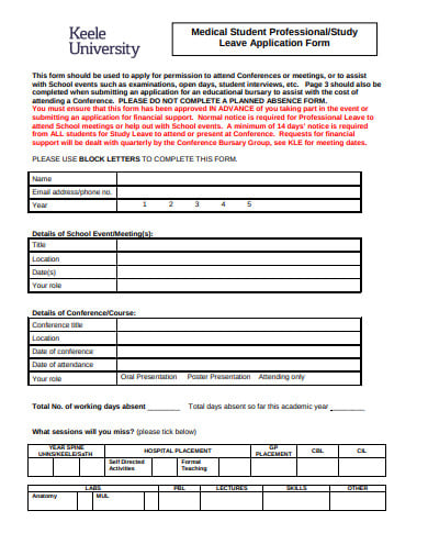 medical leave application form in pdf