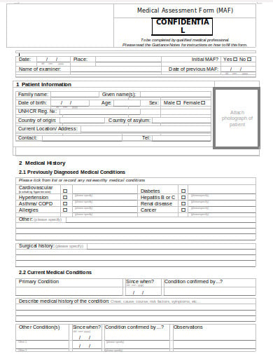 medical self assessment form in doc