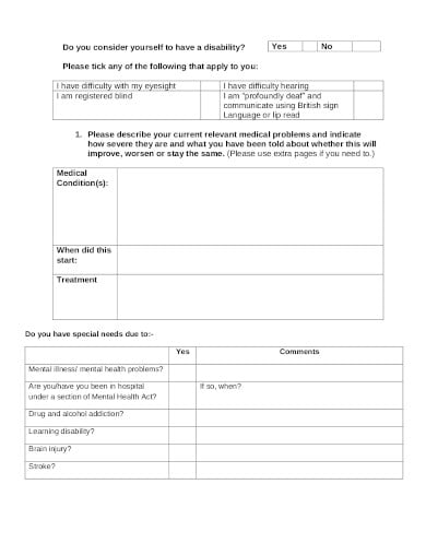 medical self assessment form in pdf