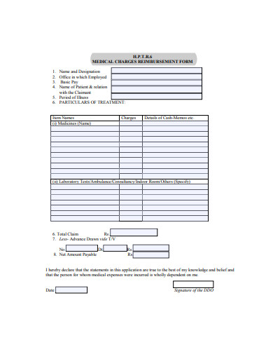 medical charges reimbursement form examle