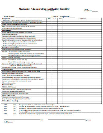 medication administration certification checklist template