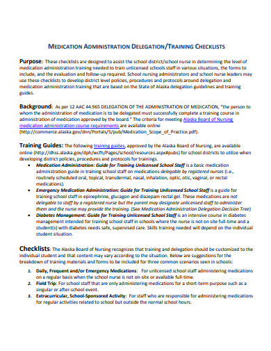 medication administration delegation training checklist template