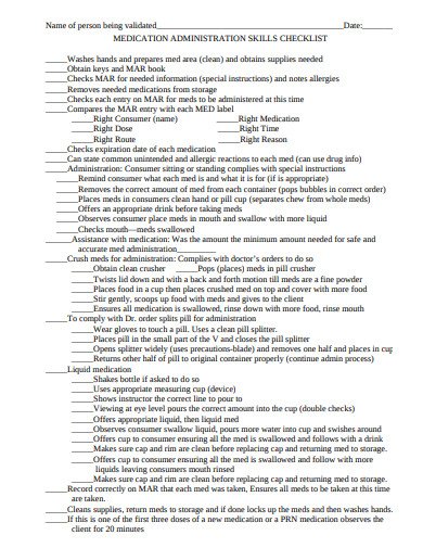 medication administration skill checklist template