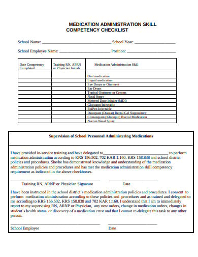 medication administration skill competency checklist template