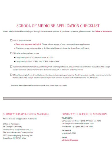 medicine application school checklist