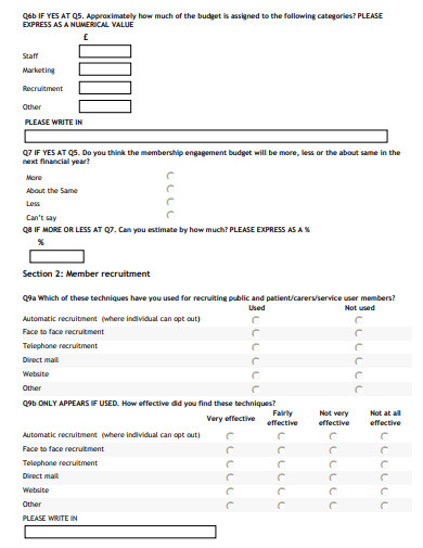 member recruitment and engagement questionnaire template
