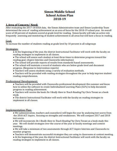 middle school action plan template