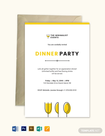 minimal appreciation dinner invitation template