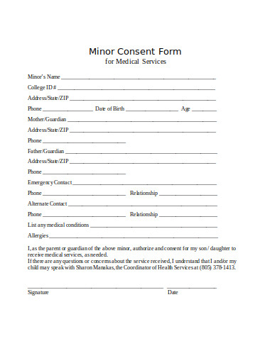 Free 10 Minor Consent Form Templates In Pdf Ms Word 5637